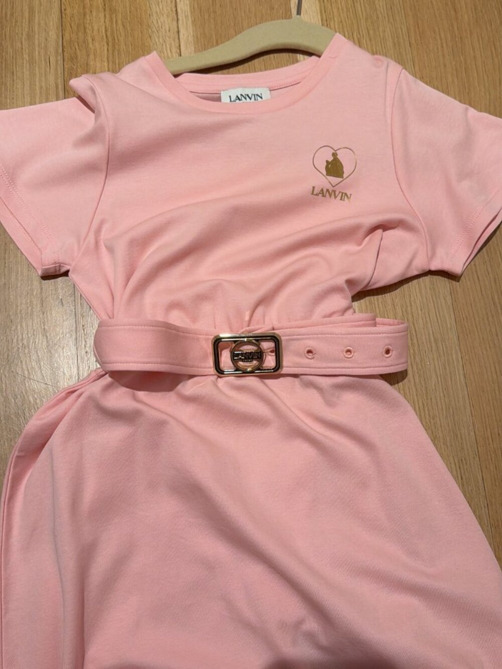 Lanvin Paris Girls Pink Belted T-Shirt Dress Size 6